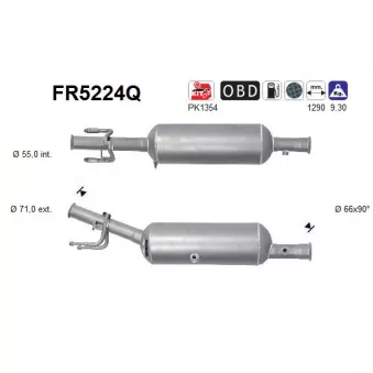 Filtre à particules / à suie, échappement AS FR5224Q