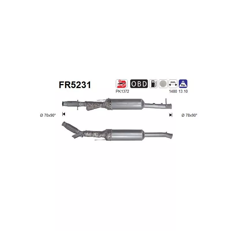 Filtre à particules / à suie, échappement AS FR5231