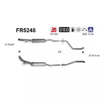 Filtre à particules / à suie, échappement AS FR5248