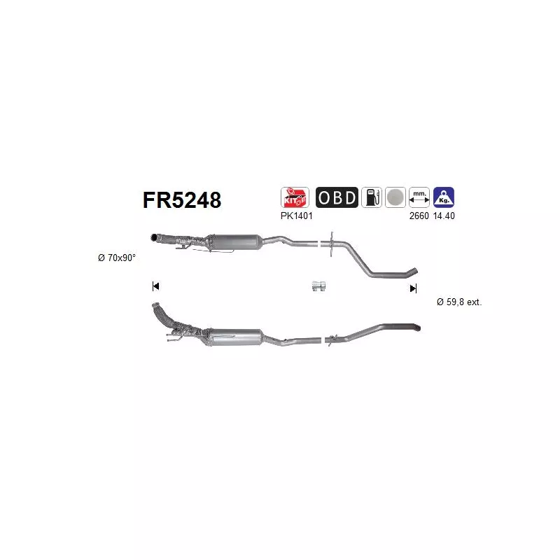 Filtre à particules / à suie, échappement AS FR5248