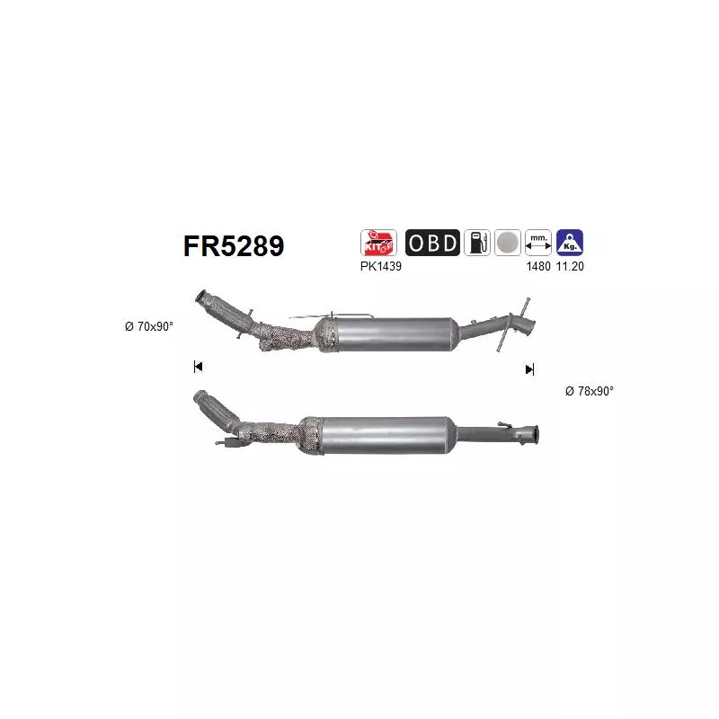 Filtre à particules / à suie, échappement AS FR5289