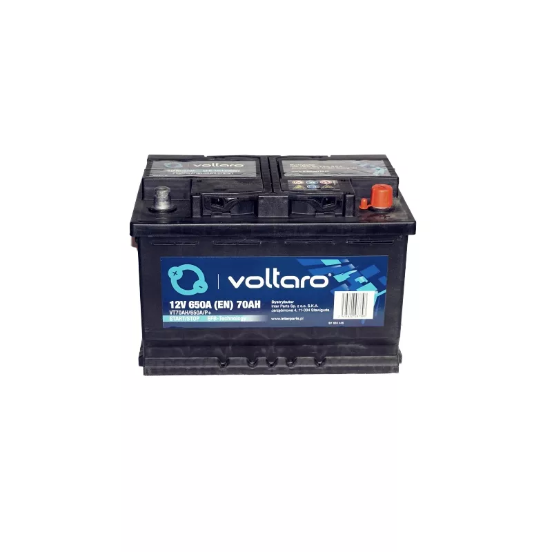Batterie de démarrage Start & Stop VOLTARO VT70AH/650A/P+