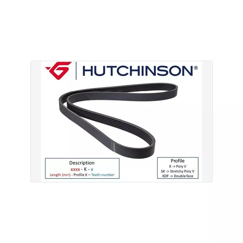 Courroie trapézoïdale à nervures HUTCHINSON 2501K7