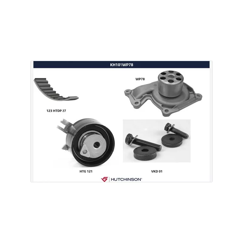 Pompe à eau + kit de courroie de distribution HUTCHINSON KH101WP78