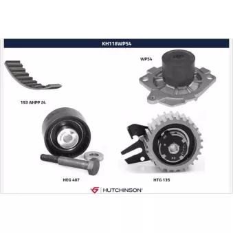 Pompe à eau + kit de courroie de distribution HUTCHINSON KH118WP54