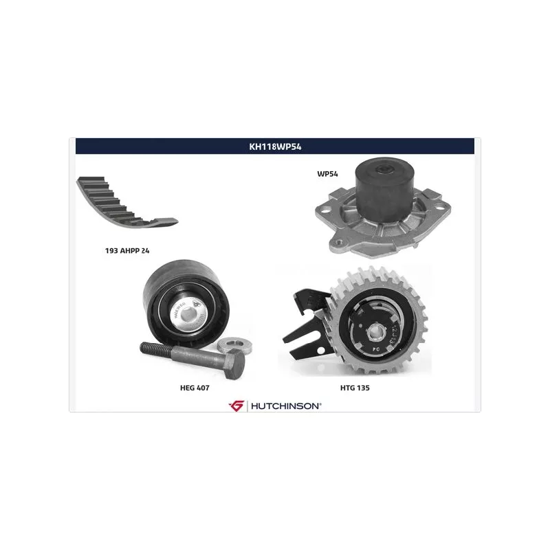 Pompe à eau + kit de courroie de distribution HUTCHINSON KH118WP54