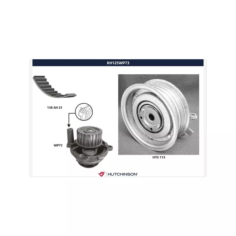 Pompe à eau + kit de courroie de distribution HUTCHINSON KH125WP73