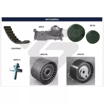 Pompe à eau + kit de courroie de distribution HUTCHINSON KH132WP43