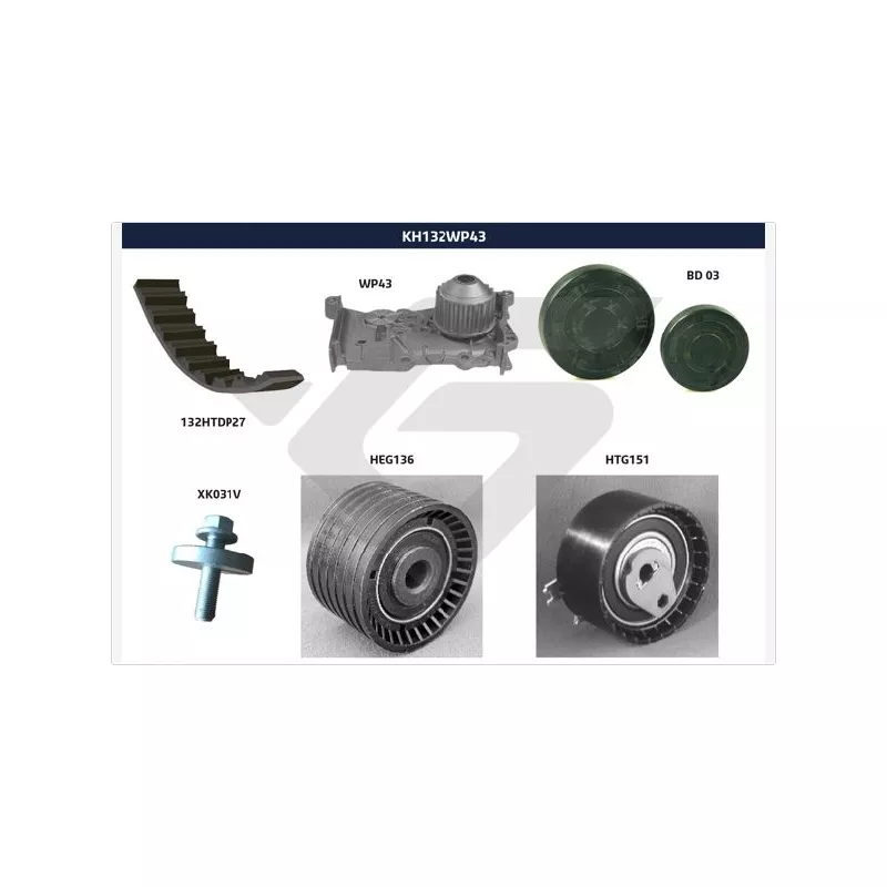 Pompe à eau + kit de courroie de distribution HUTCHINSON KH132WP43