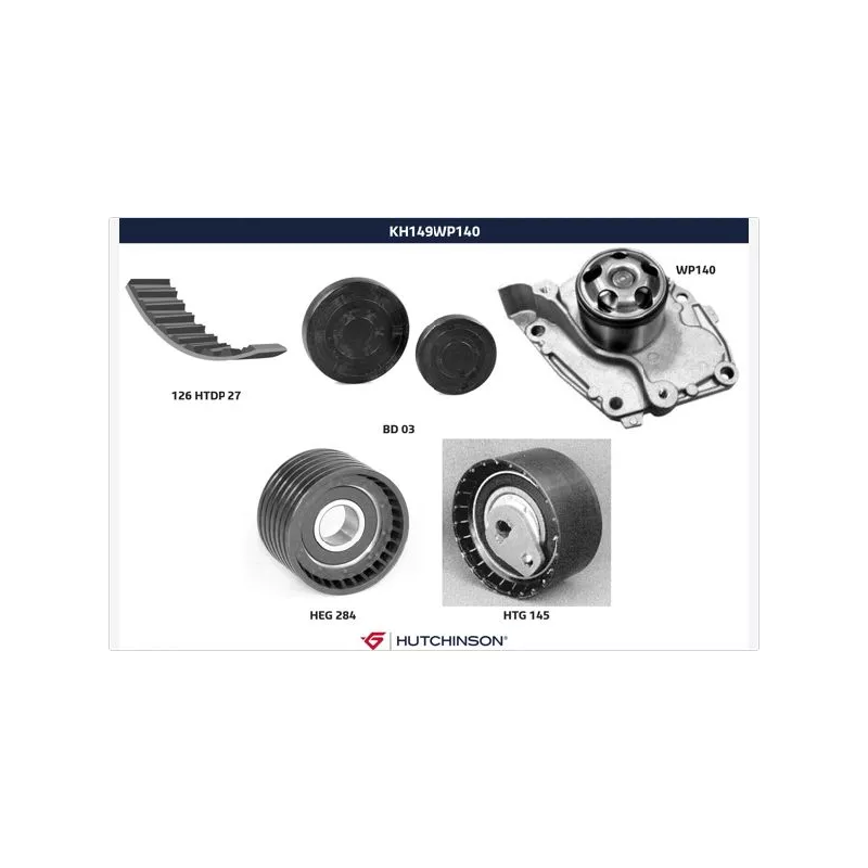 Pompe à eau + kit de courroie de distribution HUTCHINSON KH149WP140
