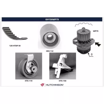 Pompe à eau + kit de courroie de distribution HUTCHINSON KH150WP79
