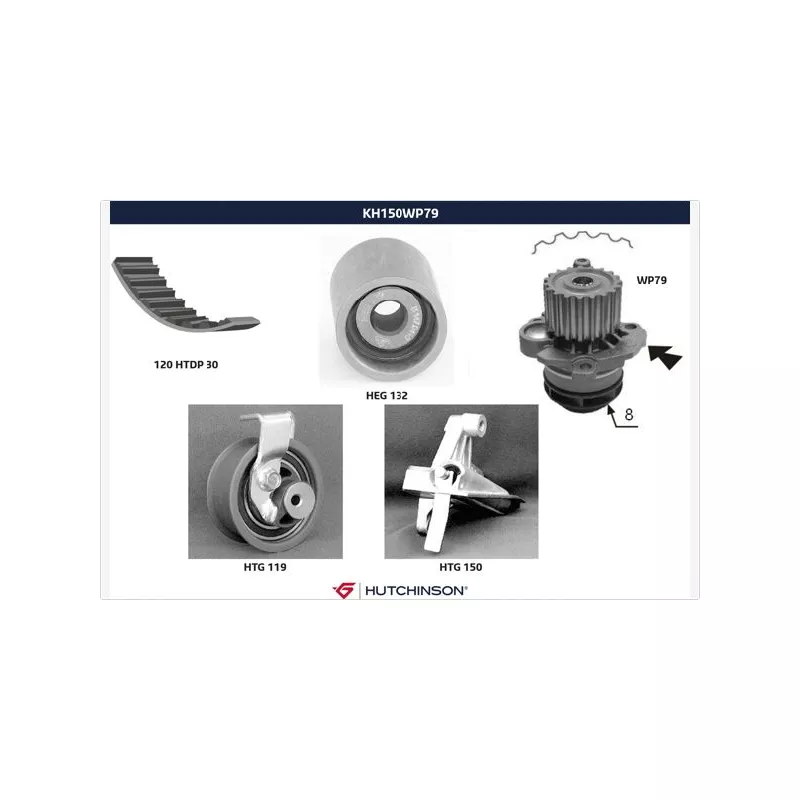 Pompe à eau + kit de courroie de distribution HUTCHINSON KH150WP79