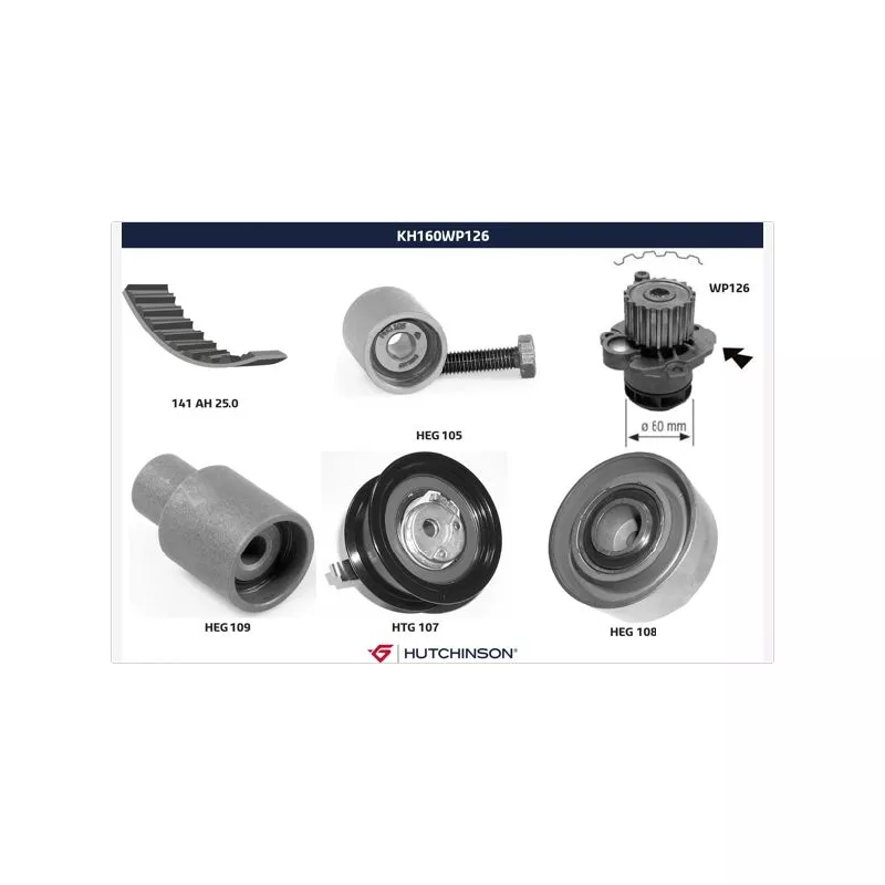 Pompe à eau + kit de courroie de distribution HUTCHINSON KH160WP126