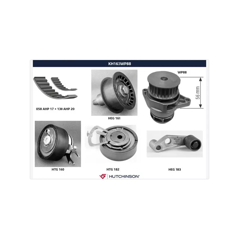 Pompe à eau + kit de courroie de distribution HUTCHINSON KH163WP88