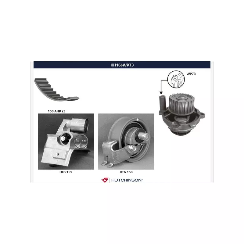 Pompe à eau + kit de courroie de distribution HUTCHINSON KH166WP73