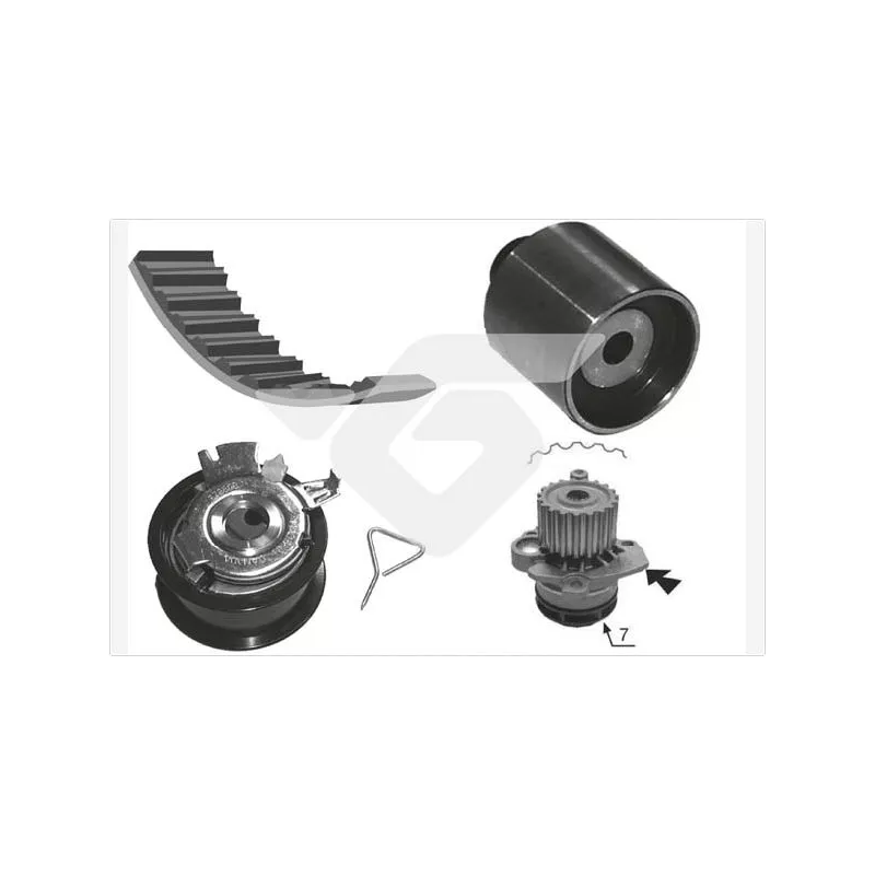 Pompe à eau + kit de courroie de distribution HUTCHINSON KH194WP67