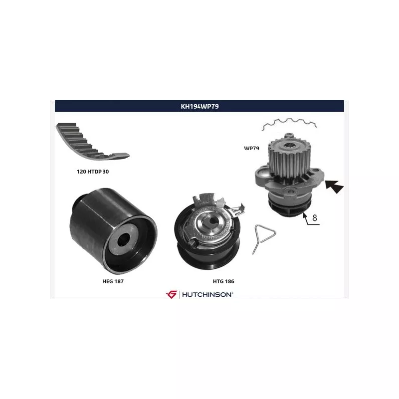 Pompe à eau + kit de courroie de distribution HUTCHINSON KH194WP79