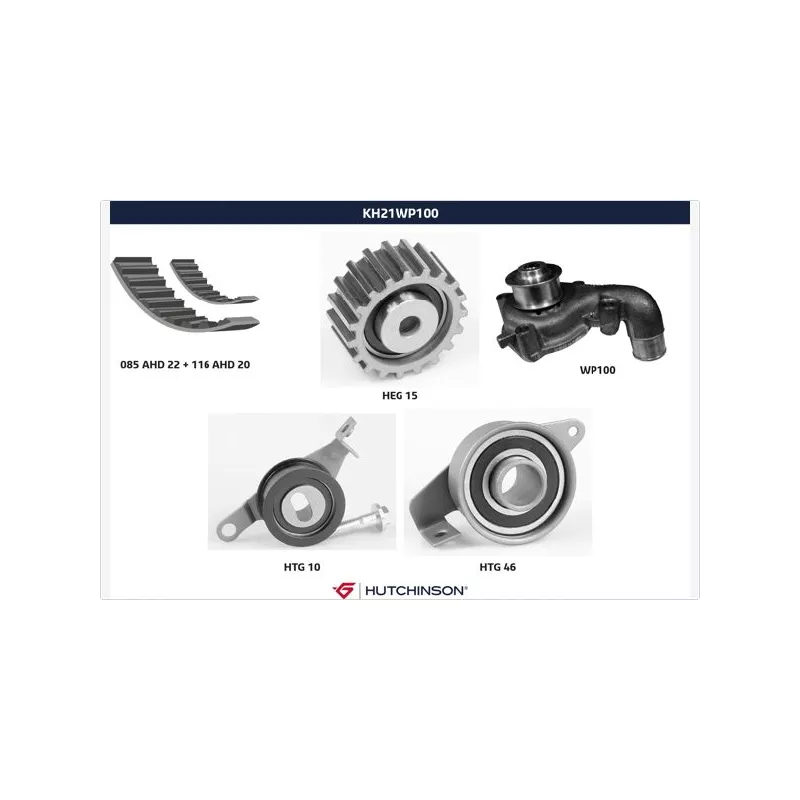 Pompe à eau + kit de courroie de distribution HUTCHINSON KH21WP100