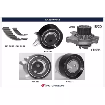 Pompe à eau + kit de courroie de distribution HUTCHINSON KH261WP148