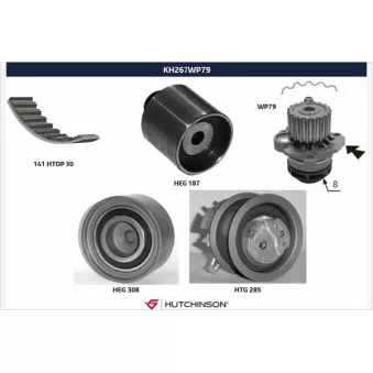 Pompe à eau + kit de courroie de distribution HUTCHINSON KH267WP79