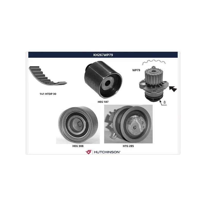 Pompe à eau + kit de courroie de distribution HUTCHINSON KH267WP79