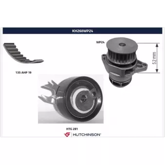 Pompe à eau + kit de courroie de distribution HUTCHINSON KH268WP24
