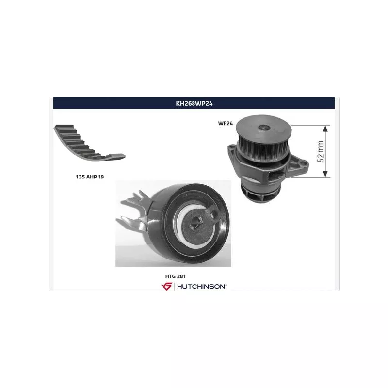 Pompe à eau + kit de courroie de distribution HUTCHINSON KH268WP24