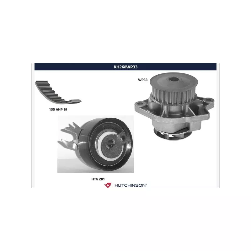 Pompe à eau + kit de courroie de distribution HUTCHINSON KH268WP33