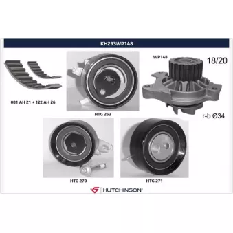 Pompe à eau + kit de courroie de distribution HUTCHINSON KH293WP148