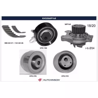 Pompe à eau + kit de courroie de distribution HUTCHINSON KH326WP148