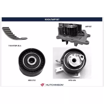 Pompe à eau + kit de courroie de distribution HUTCHINSON KH347WP187