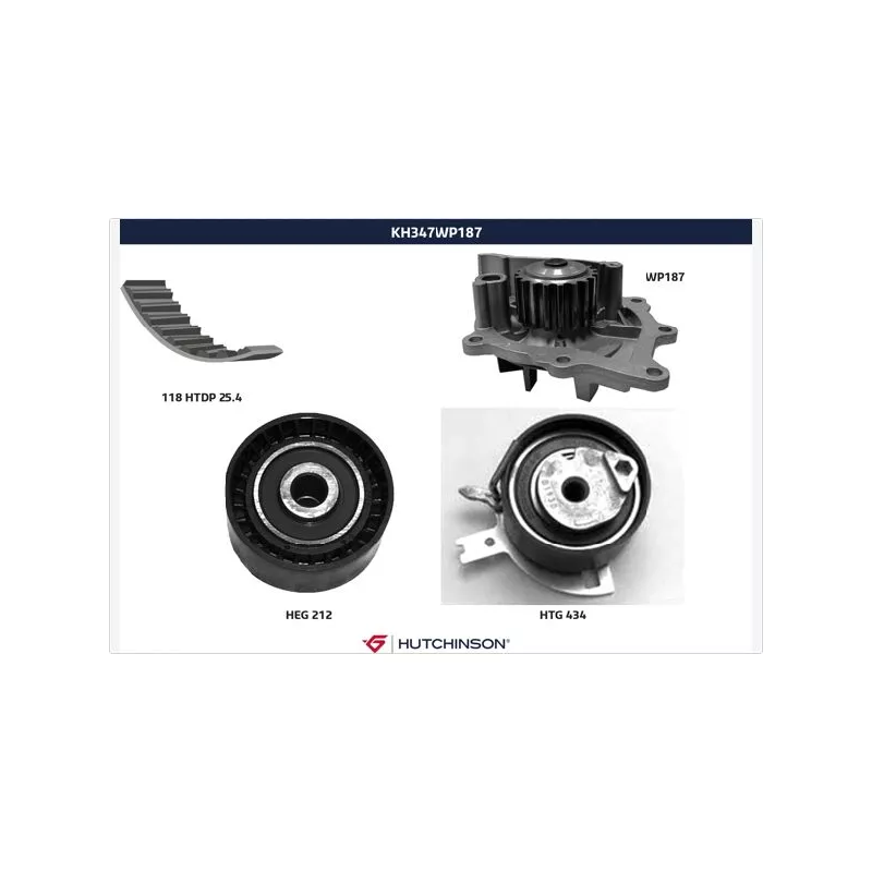 Pompe à eau + kit de courroie de distribution HUTCHINSON KH347WP187