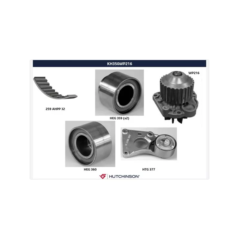 Pompe à eau + kit de courroie de distribution HUTCHINSON KH350WP216