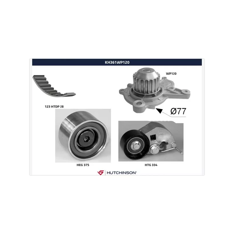 Pompe à eau + kit de courroie de distribution HUTCHINSON KH361WP120