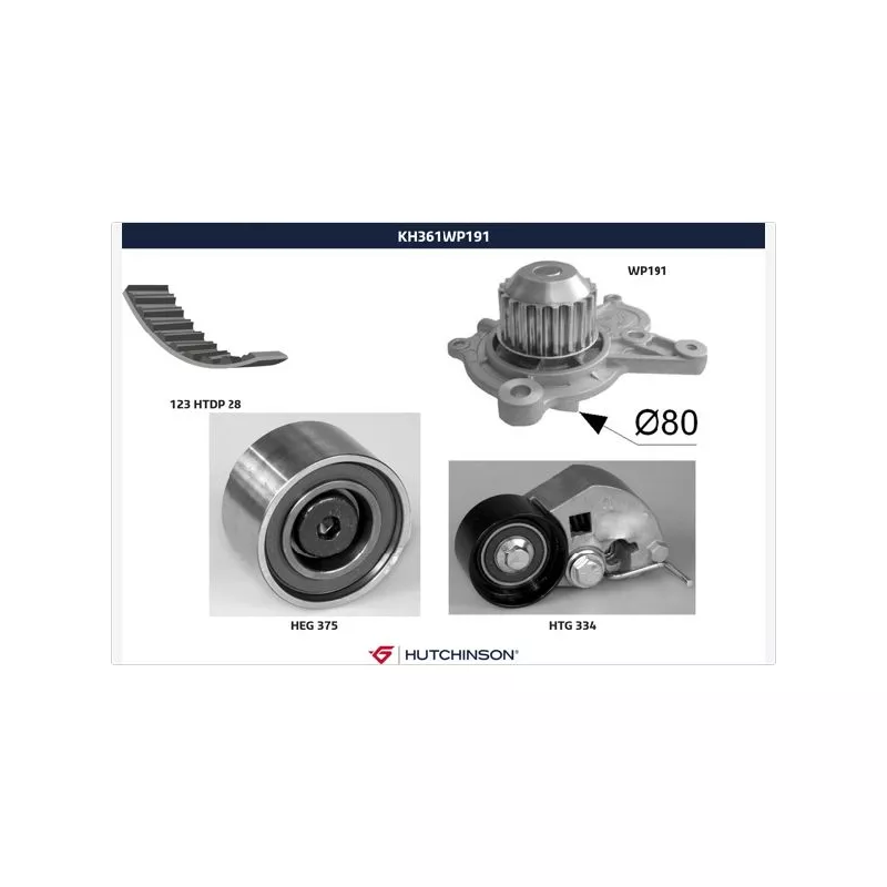 Pompe à eau + kit de courroie de distribution HUTCHINSON KH361WP191