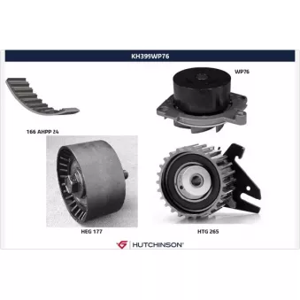 Pompe à eau + kit de courroie de distribution HUTCHINSON