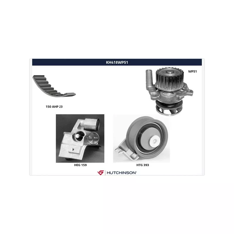 Pompe à eau + kit de courroie de distribution HUTCHINSON KH418WP51