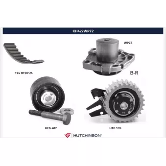 Pompe à eau + kit de courroie de distribution HUTCHINSON KH422WP72