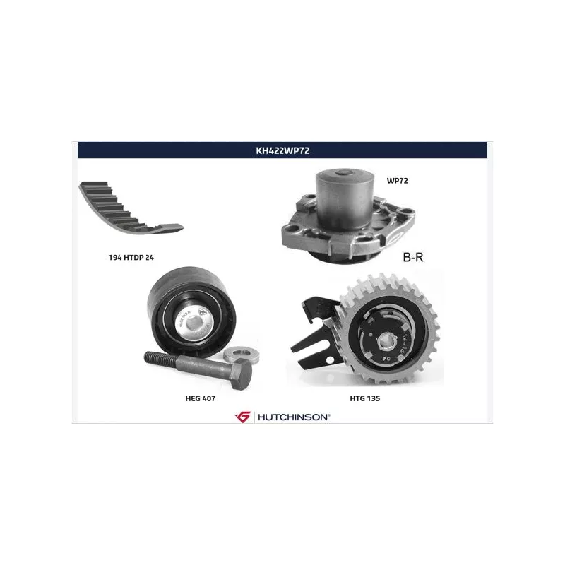 Pompe à eau + kit de courroie de distribution HUTCHINSON KH422WP72