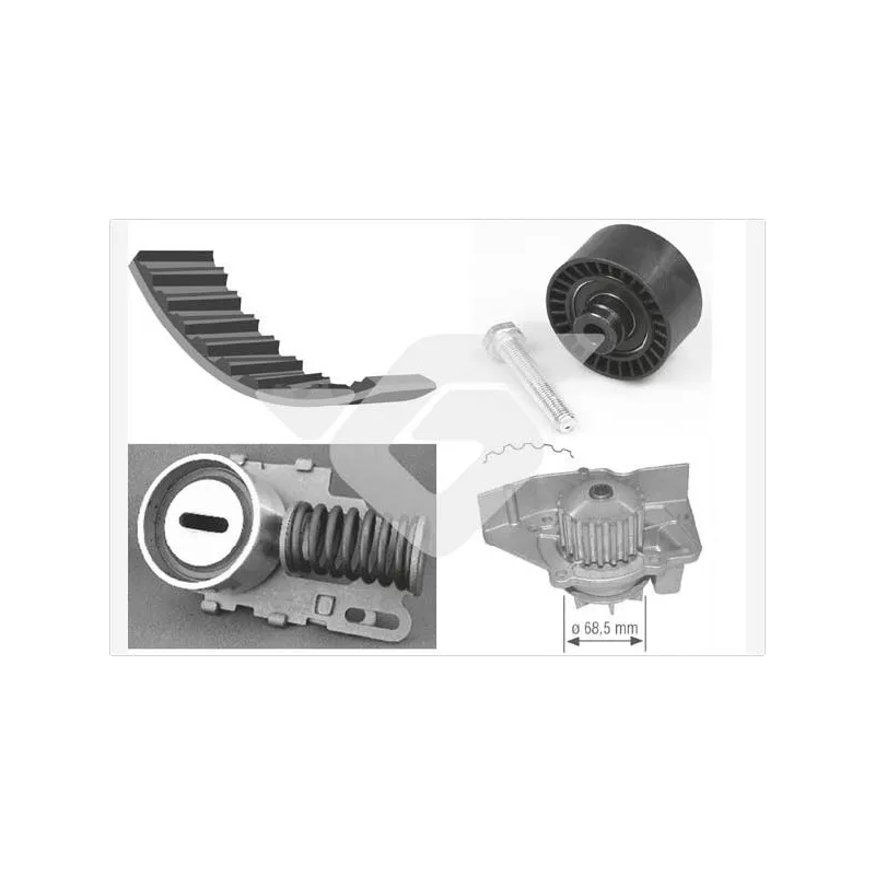 Pompe à eau + kit de courroie de distribution HUTCHINSON KH42WP12
