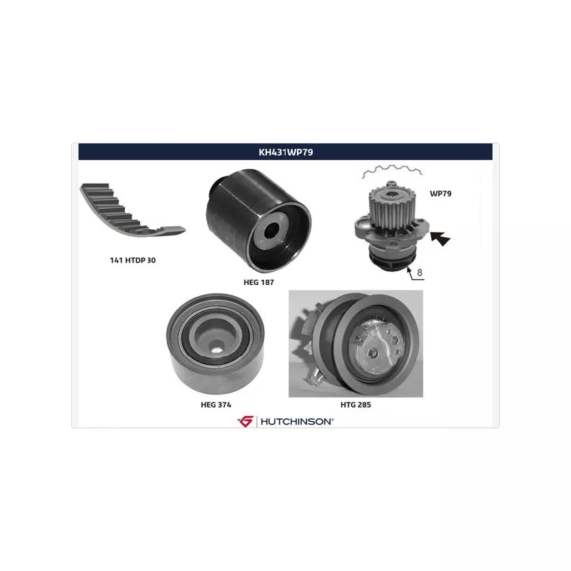 Pompe à eau + kit de courroie de distribution HUTCHINSON KH431WP79