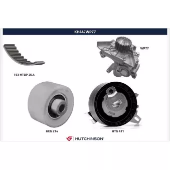 Pompe à eau + kit de courroie de distribution HUTCHINSON KH447WP77