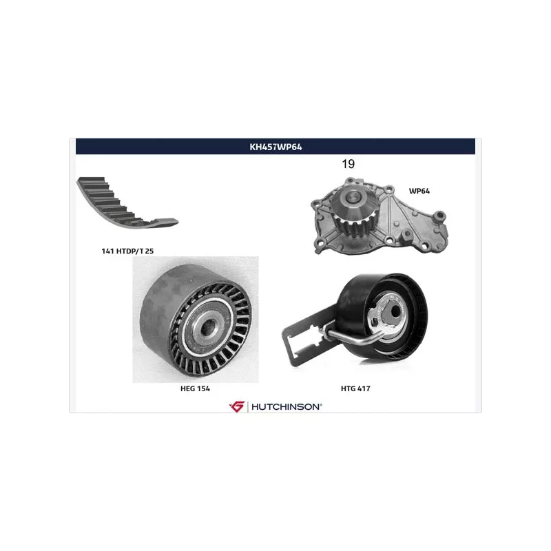 Pompe à eau + kit de courroie de distribution HUTCHINSON KH457WP64