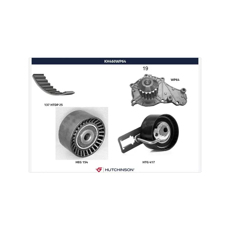 Pompe à eau + kit de courroie de distribution HUTCHINSON KH460WP64
