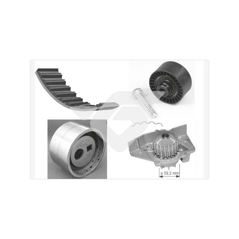 Pompe à eau + kit de courroie de distribution HUTCHINSON KH46WP27
