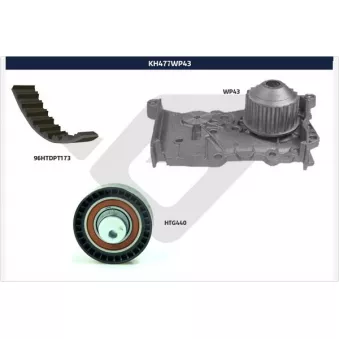 Pompe à eau + kit de courroie de distribution HUTCHINSON KH477WP43