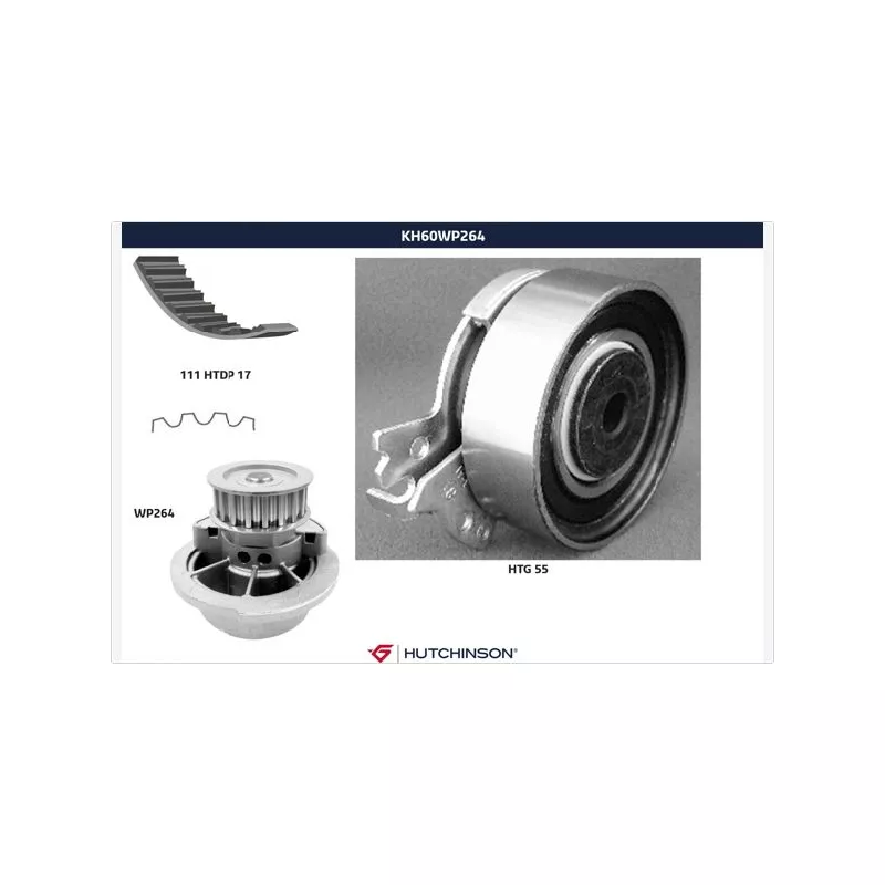 Pompe à eau + kit de courroie de distribution HUTCHINSON KH60WP264
