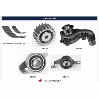 Pompe à eau + kit de courroie de distribution HUTCHINSON KH64WP100