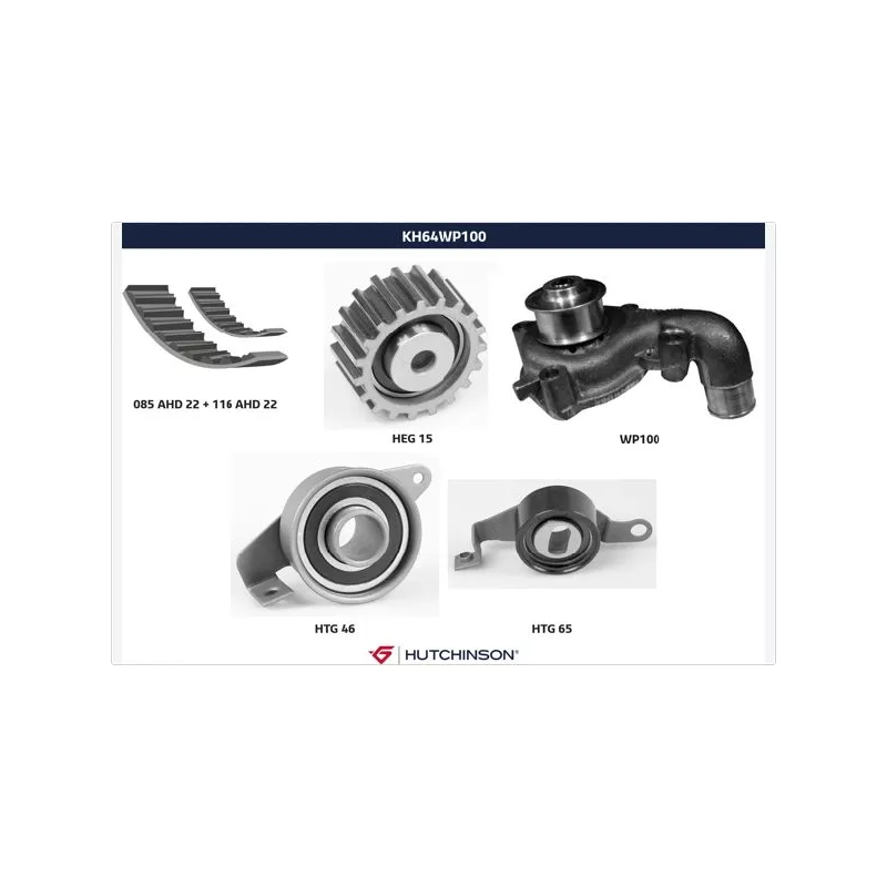 Pompe à eau + kit de courroie de distribution HUTCHINSON KH64WP100