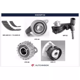 Pompe à eau + kit de courroie de distribution HUTCHINSON KH65WP132